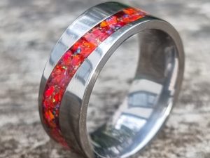 Titanium Opal Wave Inlay Ring