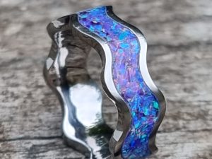 Clam Shell Titanium Inlay Ring
